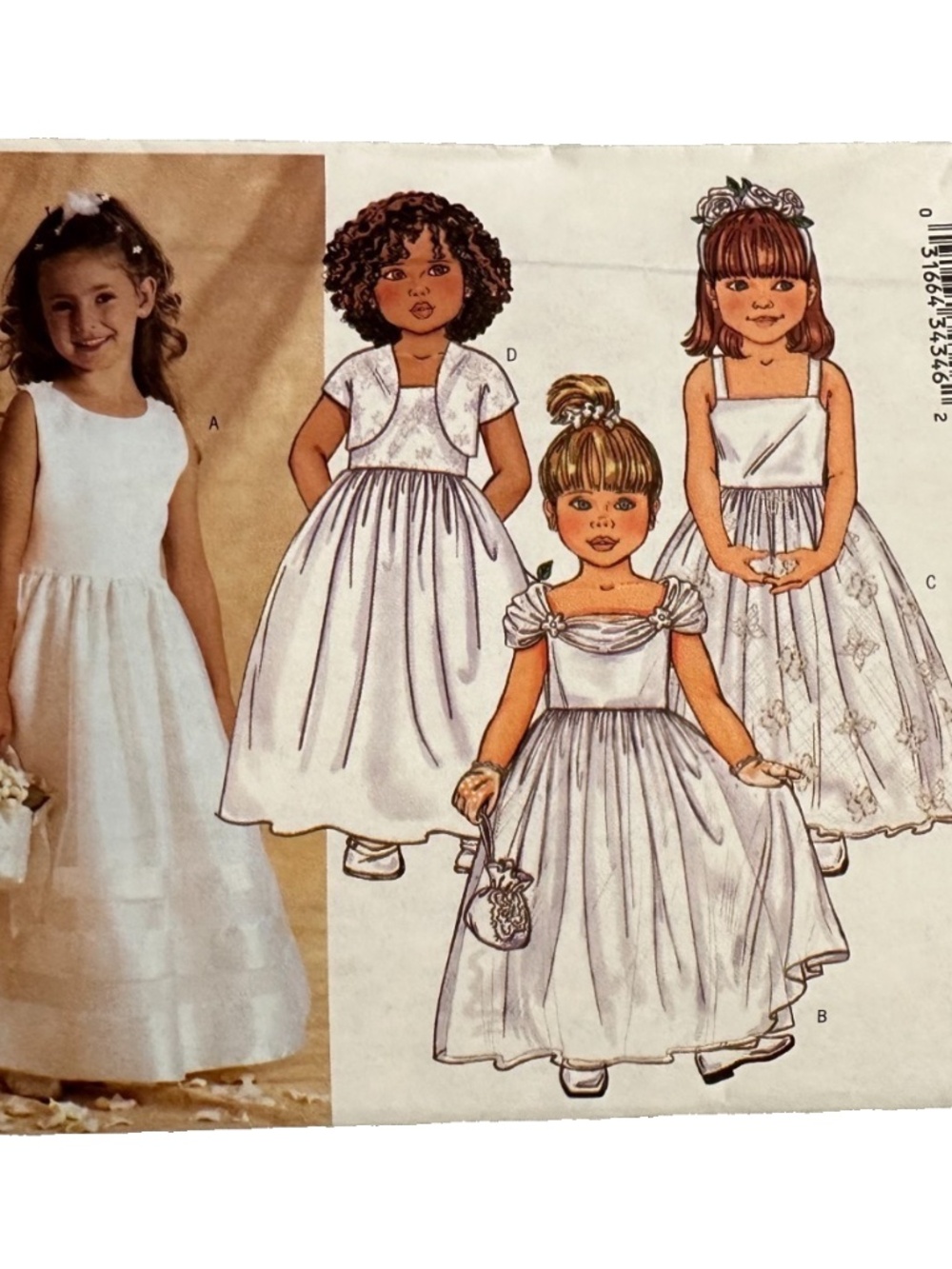 Butterick 3351 Girls Dress/Jacket Pattern Sizes 2,3,4,5 Flower Girl, Wedding